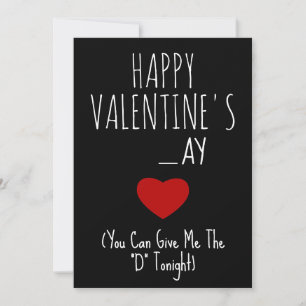 Cartes Pour Fêtes Annuelles Donne-moi la "D" ce soir Funny Naughty Vday Card