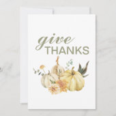 Cartes Pour Fêtes Annuelles Donner Merci Citrouille Aquarelle (Devant)