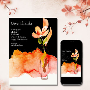Cartes Pour Fêtes Annuelles Donner Merci - Fleur moderne et Vase Thanksgiving