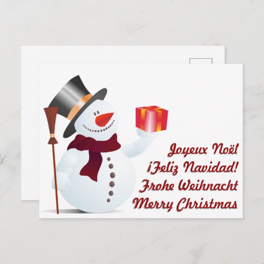 Cartes Pour Fêtes Annuelles Donner Snowman... (Devant / Derrière)