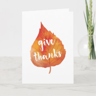 Cartes Pour Fêtes Annuelles Donnez le thanksgiving de feuille d'automne des