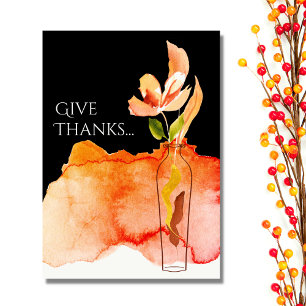 Cartes Pour Fêtes Annuelles Donnez Merci... Fleur moderne et Vase Thankgiving