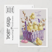 CARTES POUR FÊTES ANNUELLES "DON'T FORGET THE PEEPS" EASTER BASKET CHICKS (Devant / Derrière)