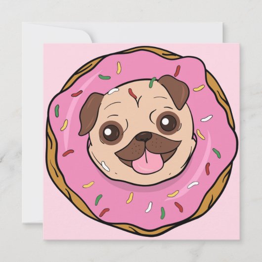 Cartes Pour Fêtes Annuelles Donut Pug (Devant)