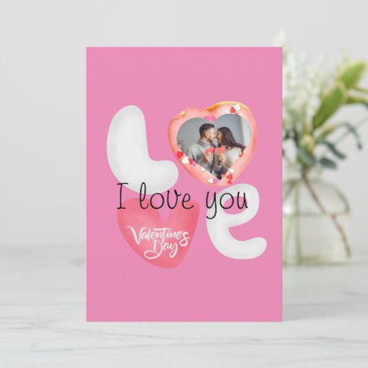 Cartes Pour Fêtes Annuelles donut rose personnalisé pour la Saint-Valentin (Debout devant)