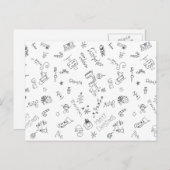 Cartes Pour Fêtes Annuelles doodé de noël noir et blanc (Devant / Derrière)