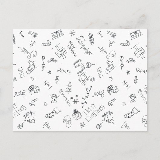Cartes Pour Fêtes Annuelles doodé de noël noir et blanc (Devant)