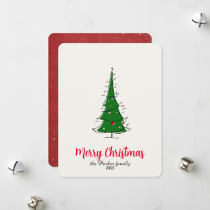 Cartes Pour Fêtes Annuelles Doodle d'arbre de Noël Moderne Joyeux Noël