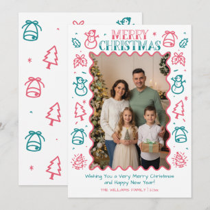 Cartes Pour Fêtes Annuelles Doodle de Noël couleur Whimsical Photo
