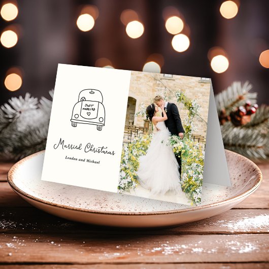 Cartes Pour Fêtes Annuelles Doodle de voiture traînée à la main Moderne Noël m