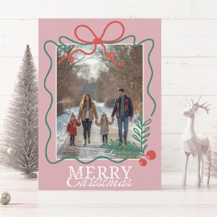 Cartes Pour Fêtes Annuelles Doodle dessiné à la main moderne rose Joyeux Noël