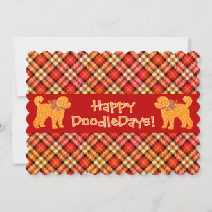 Cartes Pour Fêtes Annuelles Doodle doré jaune chien personnalisé