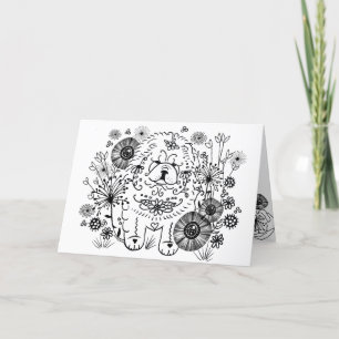 Cartes Pour Fêtes Annuelles DOODLE GARDEN - CHOW DOG Art cards