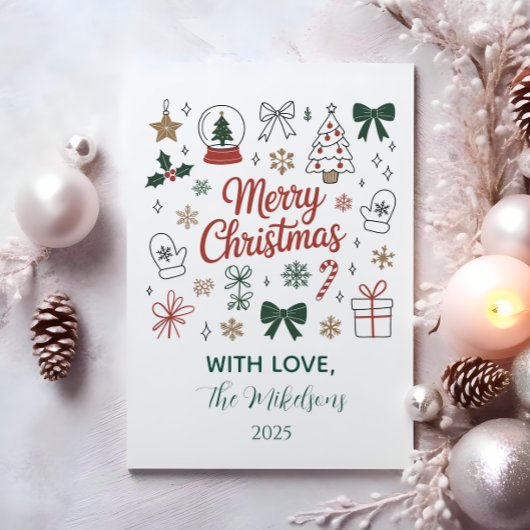 Cartes Pour Fêtes Annuelles Doodle Line Art Christmas