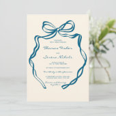 Cartes Pour Fêtes Annuelles Doodle main tiré Wavy Bow Mariage Whimsical (Debout devant)