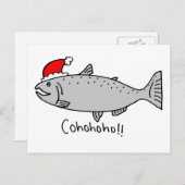 Cartes Pour Fêtes Annuelles Doodle Saumon de Noël Cohoho (Devant / Derrière)
