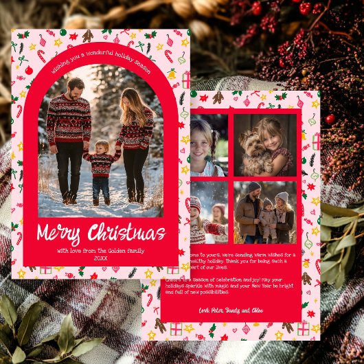 Cartes Pour Fêtes Annuelles Doodle Whimsical Christmas Custom Arch 5 Photo