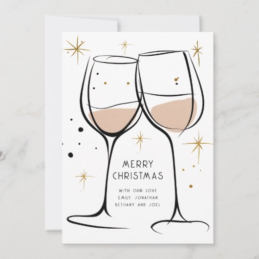 Cartes Pour Fêtes Annuelles Doodle Wine Glasses 2026 Calendar Merry Christmas (Devant)