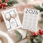 Cartes Pour Fêtes Annuelles Doodle Wine Glasses 2026 Calendar Merry Christmas