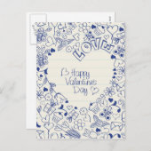 Cartes Pour Fêtes Annuelles Doodles Heureuses Saintes-Valentin ! (Devant / Derrière)