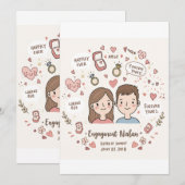 Cartes Pour Fêtes Annuelles Doodof Love : Fiançailles personnalisé (Devant / Derrière)