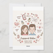 Cartes Pour Fêtes Annuelles Doodof Love : Fiançailles personnalisé (Dos)