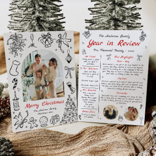 Cartes Pour Fêtes Annuelles DoodYear in Review Card Aperçu de l'année Quirky