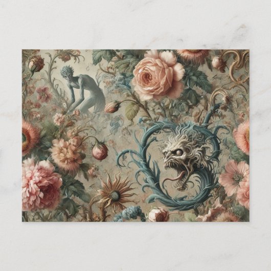 Cartes Pour Fêtes Annuelles Doom habitable - Gothique victorien design floral (Devant)
