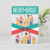 Cartes Pour Fêtes Annuelles Double Flèches Rouge Et Vert Joyeuses Photo Lumine (Debout devant)