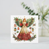Cartes Pour Fêtes Annuelles Douce ange de Noël avec lanternes allumées (Debout devant)