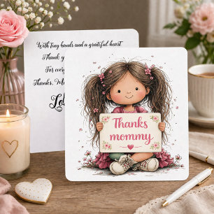 Cartes Pour Fêtes Annuelles Douce illustration « Merci Maman » avec poème