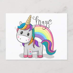Cartes Pour Fêtes Annuelles Douce licorne avec de grands yeux