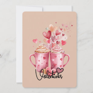 Cartes Pour Fêtes Annuelles Douces Boissons & Mugs Roses pour la Saint-Valenti