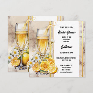 Cartes Pour Fêtes Annuelles Douche nuptiale vin mousseux citron rose élégant