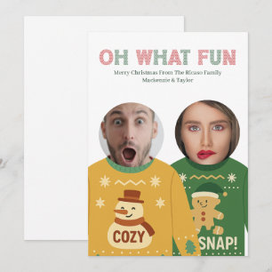 Cartes Pour Fêtes Annuelles Douleur de Noël moche Visage drôle Personnalisé