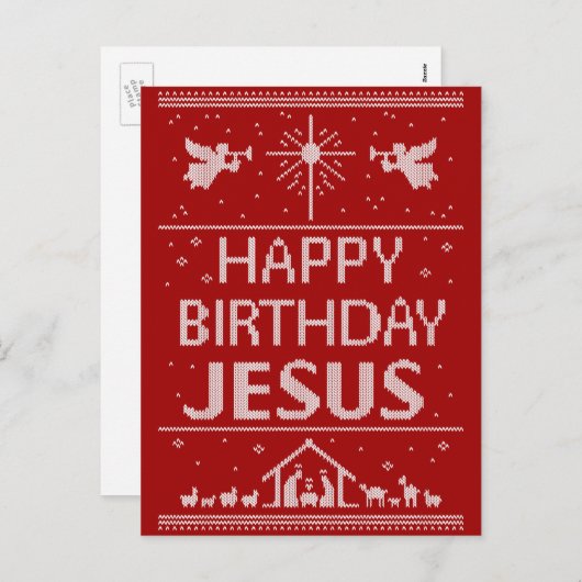 Cartes Pour Fêtes Annuelles Doux de Noël moche Design Joyeux anniversaire Jésu (Devant / Derrière)