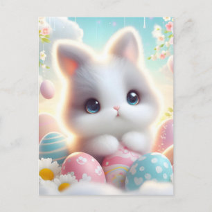 Cartes Pour Fêtes Annuelles Doux œufs de Pâques pastel kawaii chaton