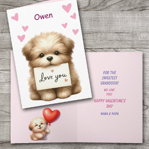 Cartes Pour Fêtes Annuelles Doux Petit-Fils Chien de la Saint-Valentin