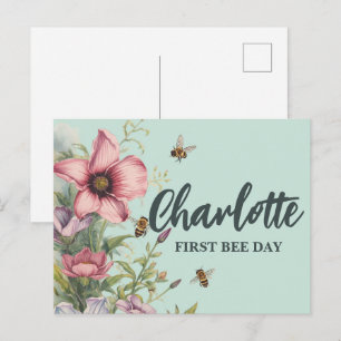 Cartes Pour Fêtes Annuelles Doux pour abeille Bumble Fleur Sauvage Printemps A