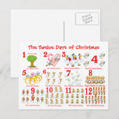 Cartes Pour Fêtes Annuelles Douze jours de Noël (Devant / Derrière)