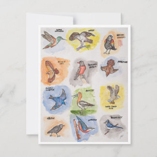 Cartes Pour Fêtes Annuelles Douze oiseaux colorés
