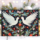 Cartes Pour Fêtes Annuelles Doves d'art populaire et Noël floral