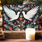 Cartes Pour Fêtes Annuelles Doves d'art populaire et Noël floral