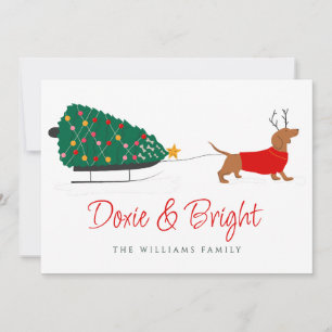 Cartes Pour Fêtes Annuelles Doxie Merry & Bright Dachshund Noël