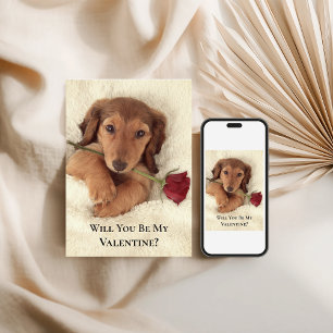 Cartes Pour Fêtes Annuelles Doxie Rose Rouge Glam Paillettes Saint-Valentin