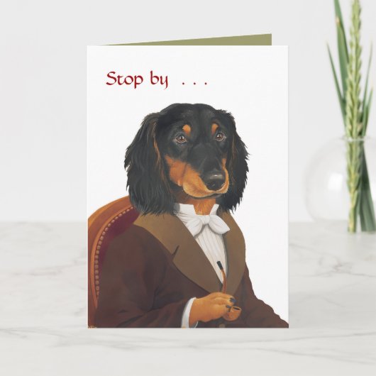 Cartes Pour Fêtes Annuelles DR078 dachshund, Stop by. .. (Devant)