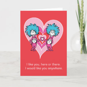 Cartes Pour Fêtes Annuelles Dr. Seuss Valentine   Chose une chose deux