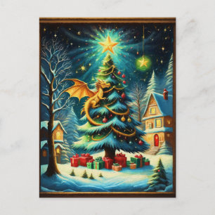 Cartes Pour Fêtes Annuelles Dragon à la veille de Noël ai