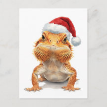 Dragon barbu au chapeau de Père Noël Aquarelle