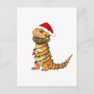 Cartes Pour Fêtes Annuelles Dragon barbu de Noël Pogona Vitticeps Santa